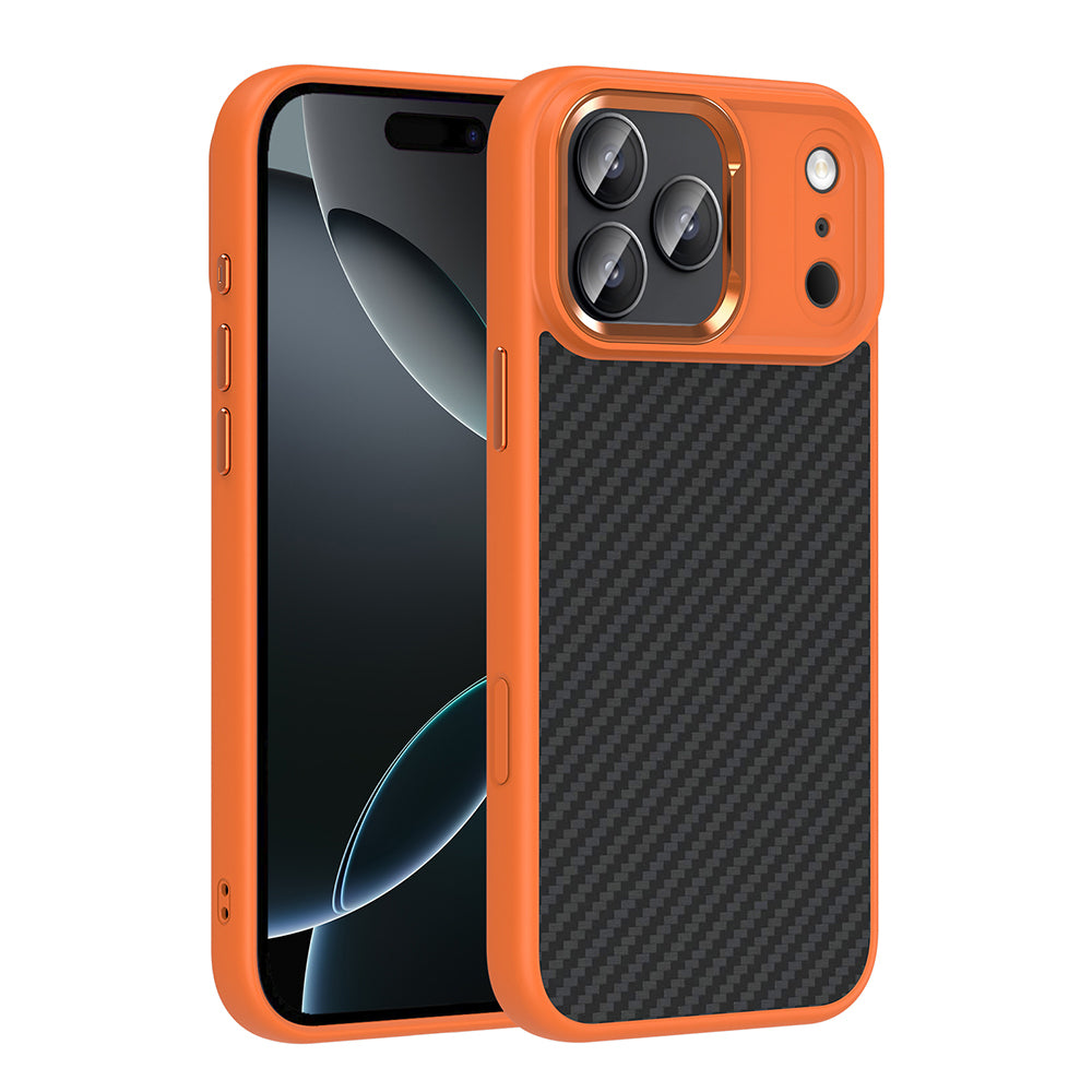 iPhone 17 Pro Max Kılıf M-Safe Şarj Özellikli Karbon Fiber Görünümlü Zore Truva Silikon Kılıf