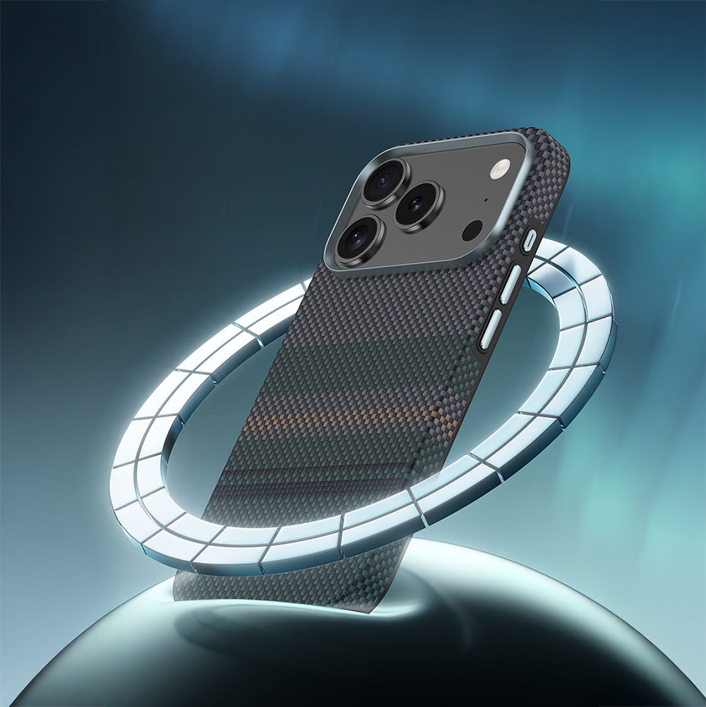 iPhone 17 Pro Max Kılıf M-safe Şarj Özellikli Karbon Fiber Tasarımlı Benks Aurora ArmorPro Kevlar Kılıf