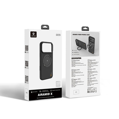 iPhone 17 Pro Max Kılıf M-safe Şarj Özellikli Metal Standlı Lenyes CK225 Kevlar Kılıf