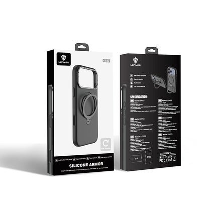 iPhone 17 Pro Max Kılıf M-safe Şarj Özellikli Metal Standlı Sıvı Silikon Lenyes CK223 Kılıf