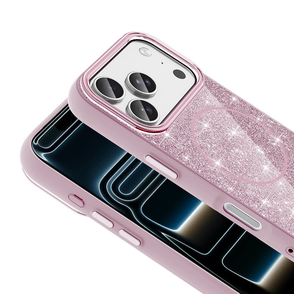 iPhone 17 Pro Max Kılıf M-safe Şarj Özellikli Parlayan Simli Zore Okso Kılıf