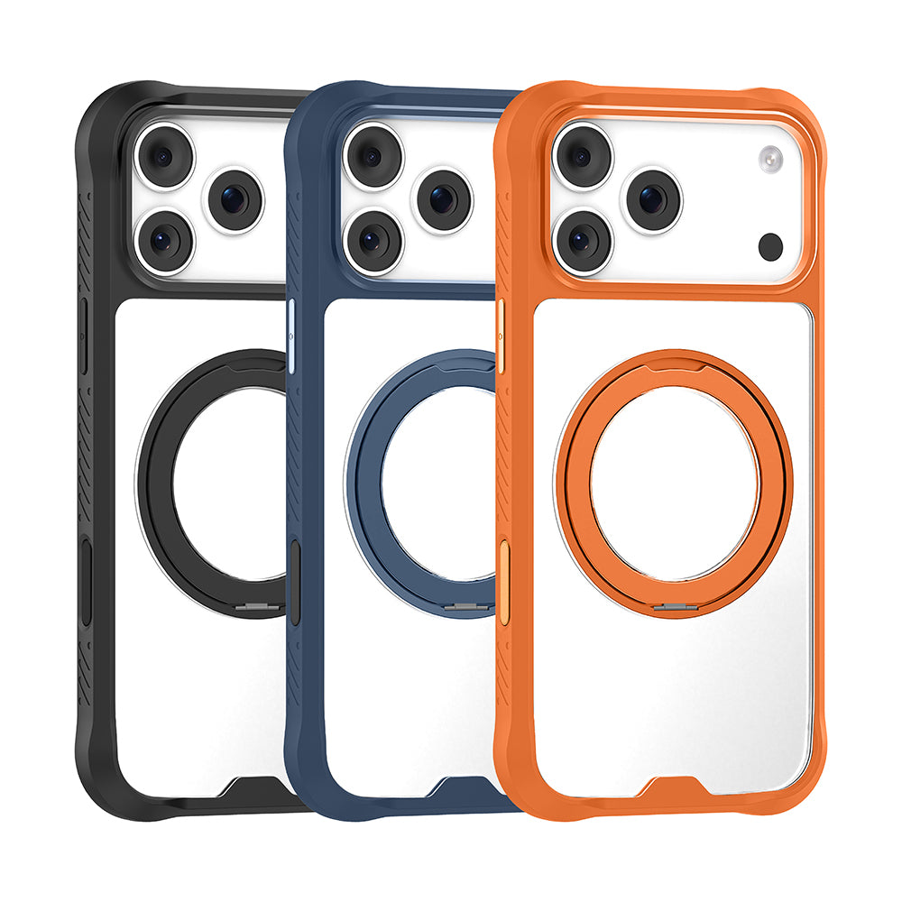 iPhone 17 Pro Max Kılıf M-safe Şarj Özellikli Parmak Ring Standlı Airbag Tasarımlı Mutural Obsidian Serisi Kılıf