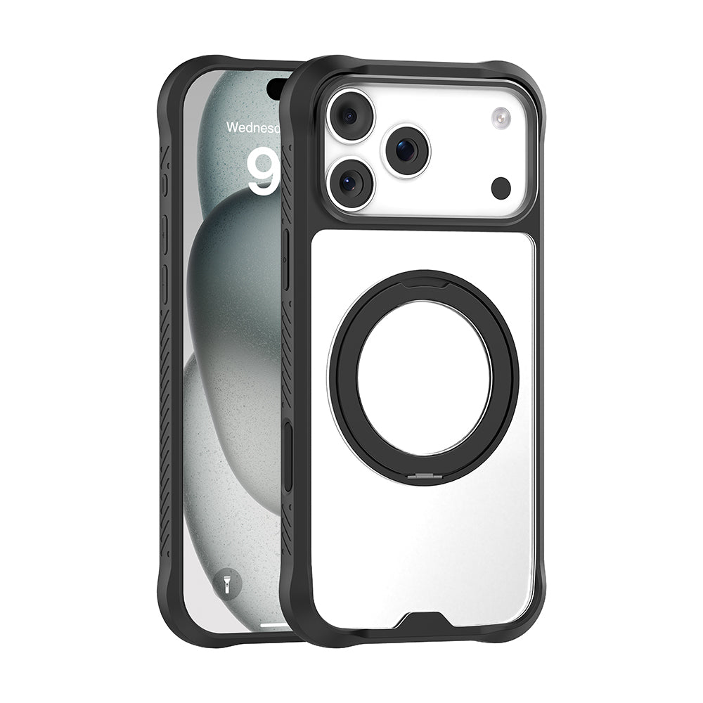 iPhone 17 Pro Max Kılıf M-safe Şarj Özellikli Parmak Ring Standlı Airbag Tasarımlı Mutural Obsidian Serisi Kılıf