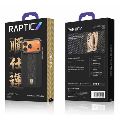 iPhone 17 Pro Max Kılıf M-safe Şarj Özellikli Raptic Aramid Skin Rise Serisi 24 Ayar Altın Kaplamalı Kılıf