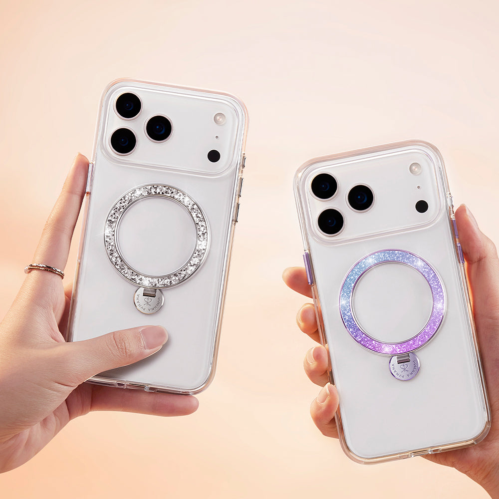 iPhone 17 Pro Max Kılıf M-safe Şarj Özellikli Simli Standlı Pynana Dancing Circle Trendy Serisi Kılıf