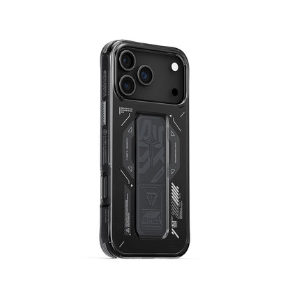 iPhone 17 Pro Max Kılıf M-safe Şarj Özellikli Teknoloji Desenli Skinarma Helio Mag Charge Standlı Kılıf