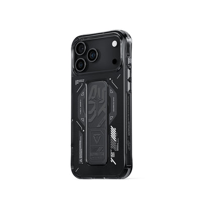 iPhone 17 Pro Max Kılıf M-safe Şarj Özellikli Teknoloji Desenli Skinarma Helio Mag Charge Standlı Kılıf