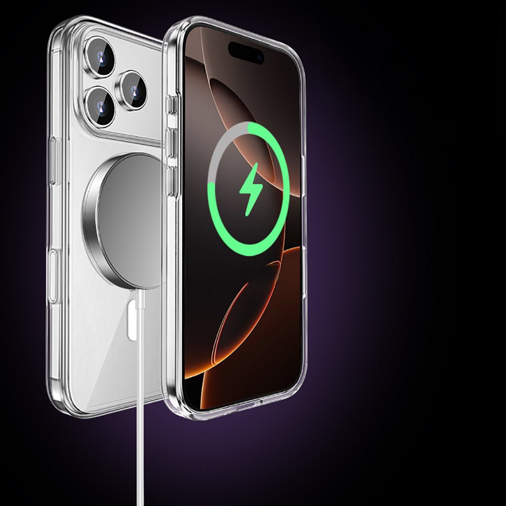 iPhone 17 Pro Max Kılıf M-safe Şarj Özellikli Transparan Sert PC Wlons Pita Kılıf