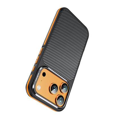 iPhone 17 Pro Max Kılıf Mat Transparan Karbon Fiber Görünümlü Wlons Marin Kılıf