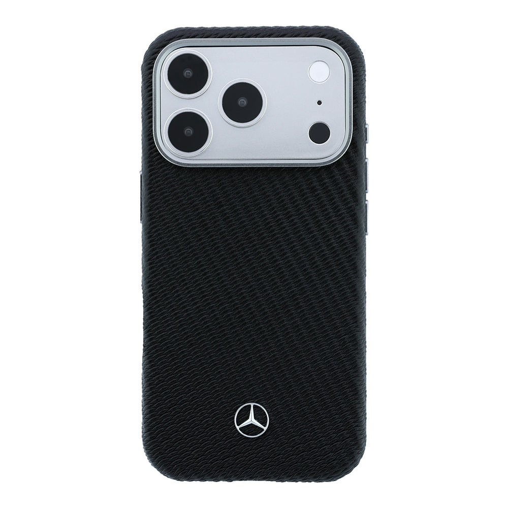 iPhone 17 Pro Max Kılıf Mercedes Benz Orijinal Lisanslı M-safe Şarj Özellikli 3D Metal Logolu Wrap Wood Deri Kılıf