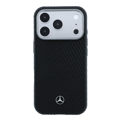 iPhone 17 Pro Max Kılıf Mercedes Benz Orijinal Lisanslı M-safe Şarj Özellikli 3D Metal Logolu Wrap Wood Deri Kılıf
