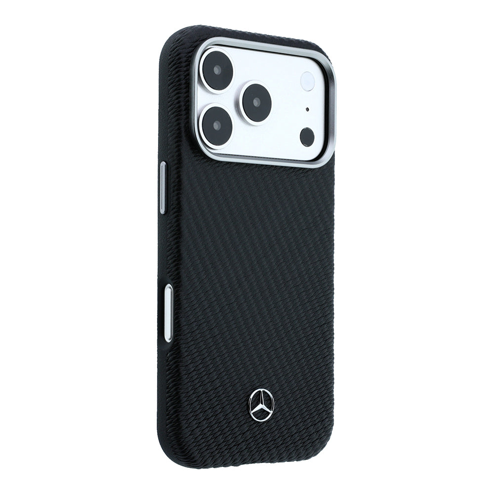 iPhone 17 Pro Max Kılıf Mercedes Benz Orijinal Lisanslı M-safe Şarj Özellikli 3D Metal Logolu Wrap Wood Deri Kılıf