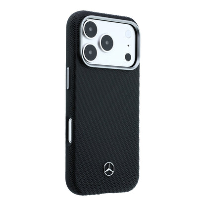 iPhone 17 Pro Max Kılıf Mercedes Benz Orijinal Lisanslı M-safe Şarj Özellikli 3D Metal Logolu Wrap Wood Deri Kılıf