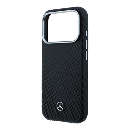 iPhone 17 Pro Max Kılıf Mercedes Benz Orijinal Lisanslı M-safe Şarj Özellikli 3D Metal Logolu Wrap Wood Deri Kılıf