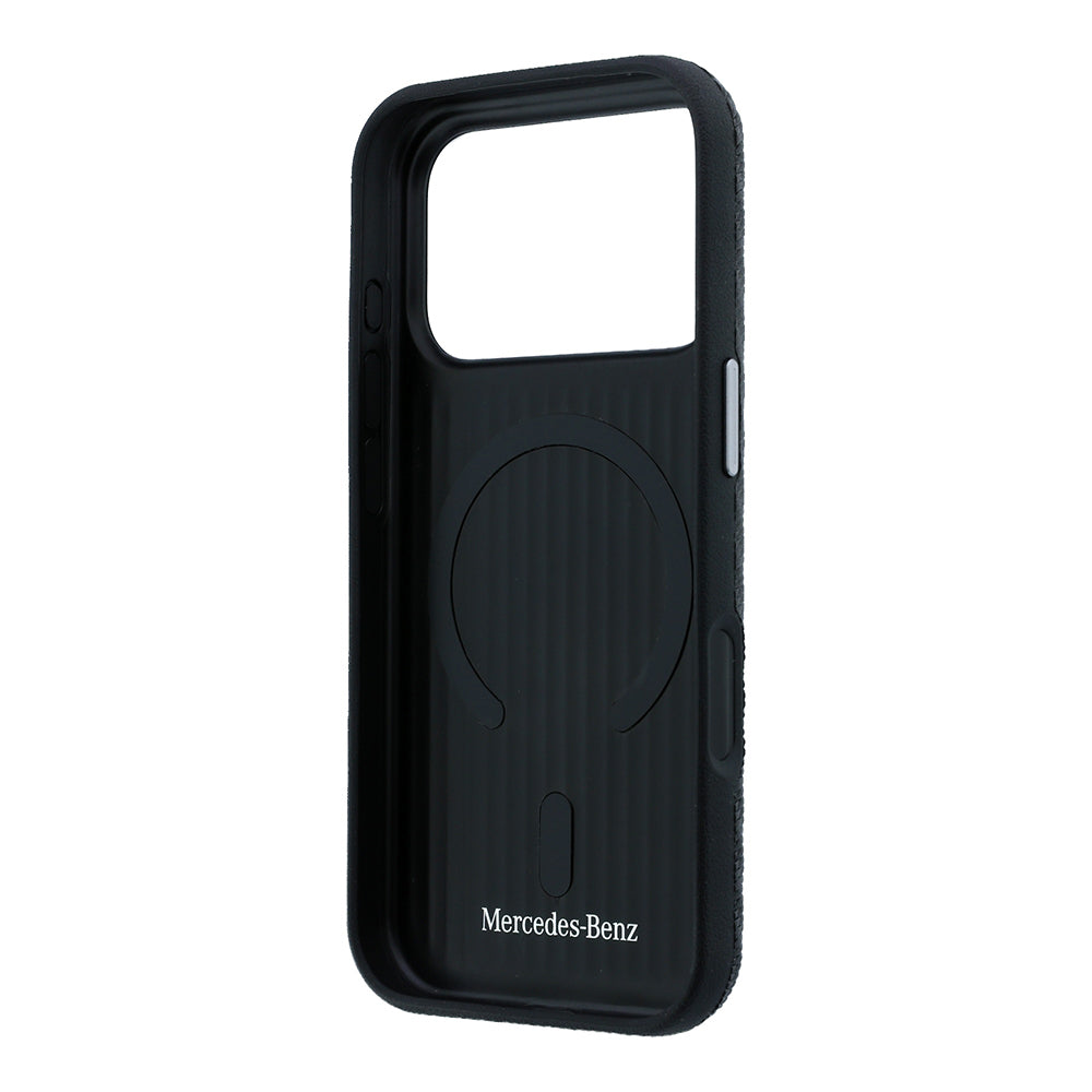 iPhone 17 Pro Max Kılıf Mercedes Benz Orijinal Lisanslı M-safe Şarj Özellikli 3D Metal Logolu Wrap Wood Deri Kılıf