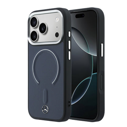 iPhone 17 Pro Max Kılıf Mercedes Benz Orijinal Lisanslı M-safe Şarj Özellikli Metal Yıldız Logolu Kabartmalı Deri Kılıf