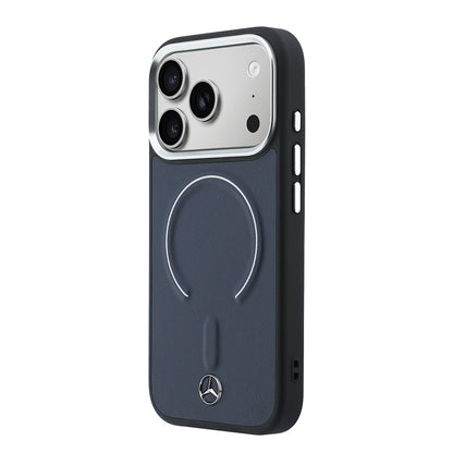 iPhone 17 Pro Max Kılıf Mercedes Benz Orijinal Lisanslı M-safe Şarj Özellikli Metal Yıldız Logolu Kabartmalı Deri Kılıf