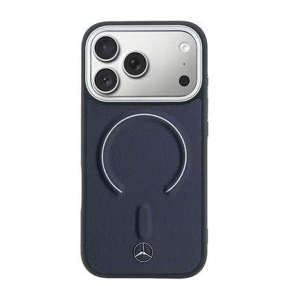iPhone 17 Pro Max Kılıf Mercedes Benz Orijinal Lisanslı M-safe Şarj Özellikli Metal Yıldız Logolu Kabartmalı Deri Kılıf