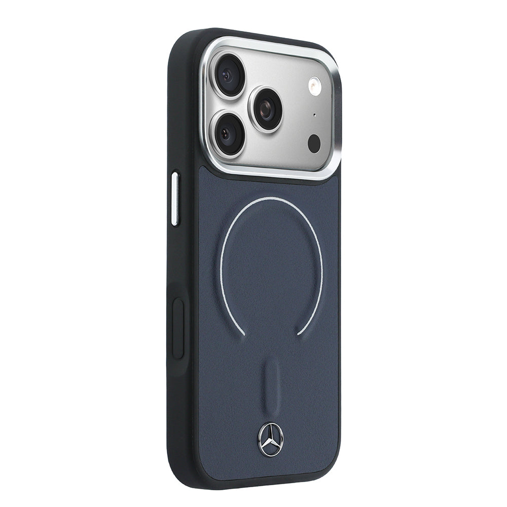 iPhone 17 Pro Max Kılıf Mercedes Benz Orijinal Lisanslı M-safe Şarj Özellikli Metal Yıldız Logolu Kabartmalı Deri Kılıf