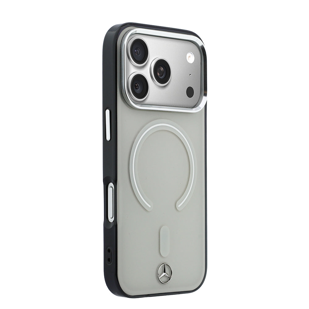 iPhone 17 Pro Max Kılıf Mercedes Benz Orijinal Lisanslı M-safe Şarj Özellikli Saydam Yüzey İkonik 3D Metal Logolu Kılıf
