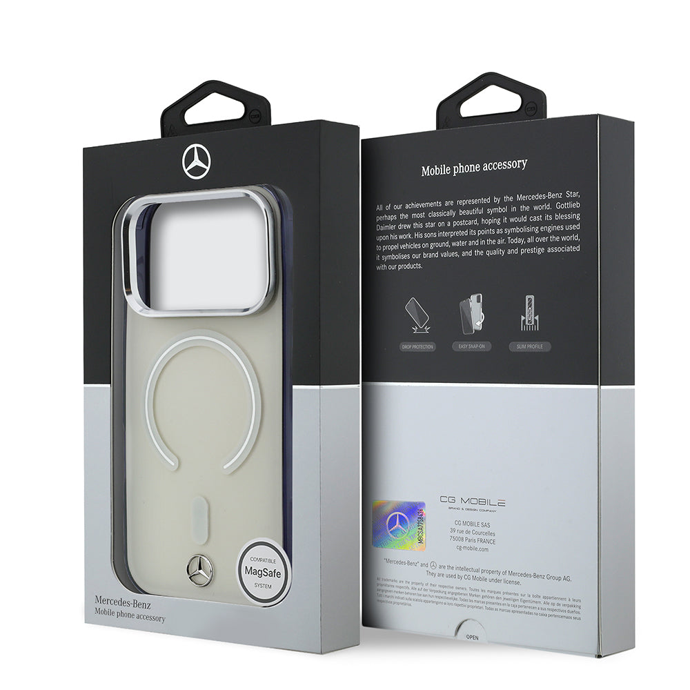 iPhone 17 Pro Max Kılıf Mercedes Benz Orijinal Lisanslı M-safe Şarj Özellikli Saydam Yüzey İkonik 3D Metal Logolu Kılıf