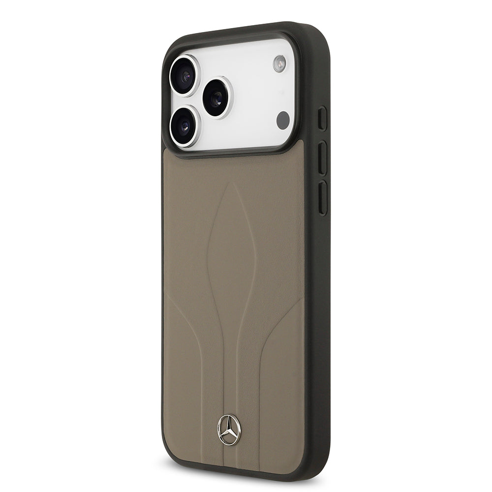 iPhone 17 Pro Max Kılıf Mercedes Benz OrijinalLisanslı M-safe Şarj Özellikli Dokulu Desenli Deri Kılıf