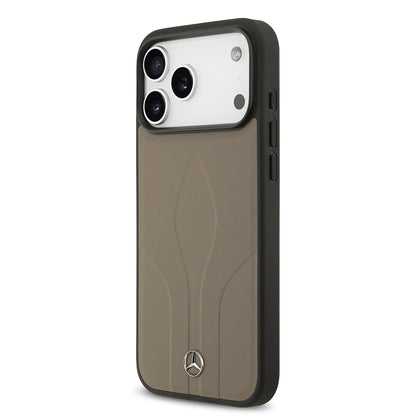 iPhone 17 Pro Max Kılıf Mercedes Benz OrijinalLisanslı M-safe Şarj Özellikli Dokulu Desenli Deri Kılıf