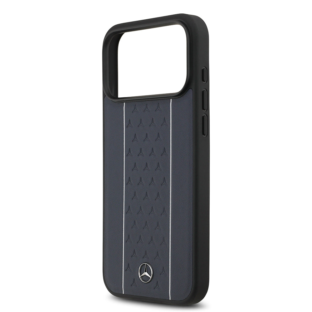 iPhone 17 Pro Max Kılıf Mercedes Benz OrijinalLisanslı M-safe Şarj Özellikli Şeritli Yıldız Desenli Metal Logolu Deri Kılıf