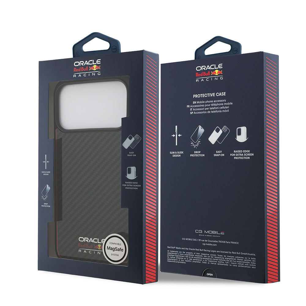 iPhone 17 Pro Max Kılıf Redbull Orijinal Lisanslı M-safe Şarj Özellikli Karbon Fiber Parlayan Logolu Kevlar Kılıf