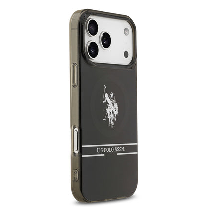 iPhone 17 Pro Max Kılıf U.S. Polo Assn. Orijinal Lisanslı M-safe Şarj Özellikli IML Double Horse Stripe Logolu Kılıf