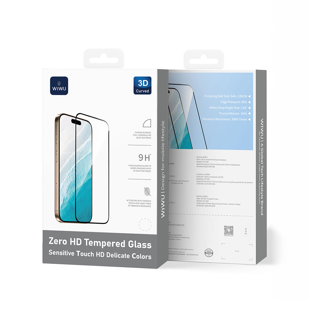 iPhone 17 Pro Max Wiwu GT-026 Zero Curved Parmak İzi Bırakmayan Temperli Cam Ekran Koruyucu