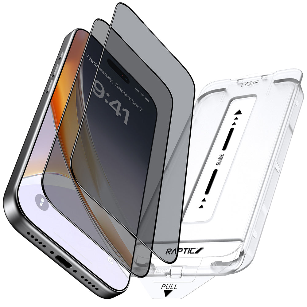 iPhone 17 Raptic Air Glass 2.5D Privacy Hayalet Ekran Koruyucu 2 Adet + Kolay Uygulama Aparatlı