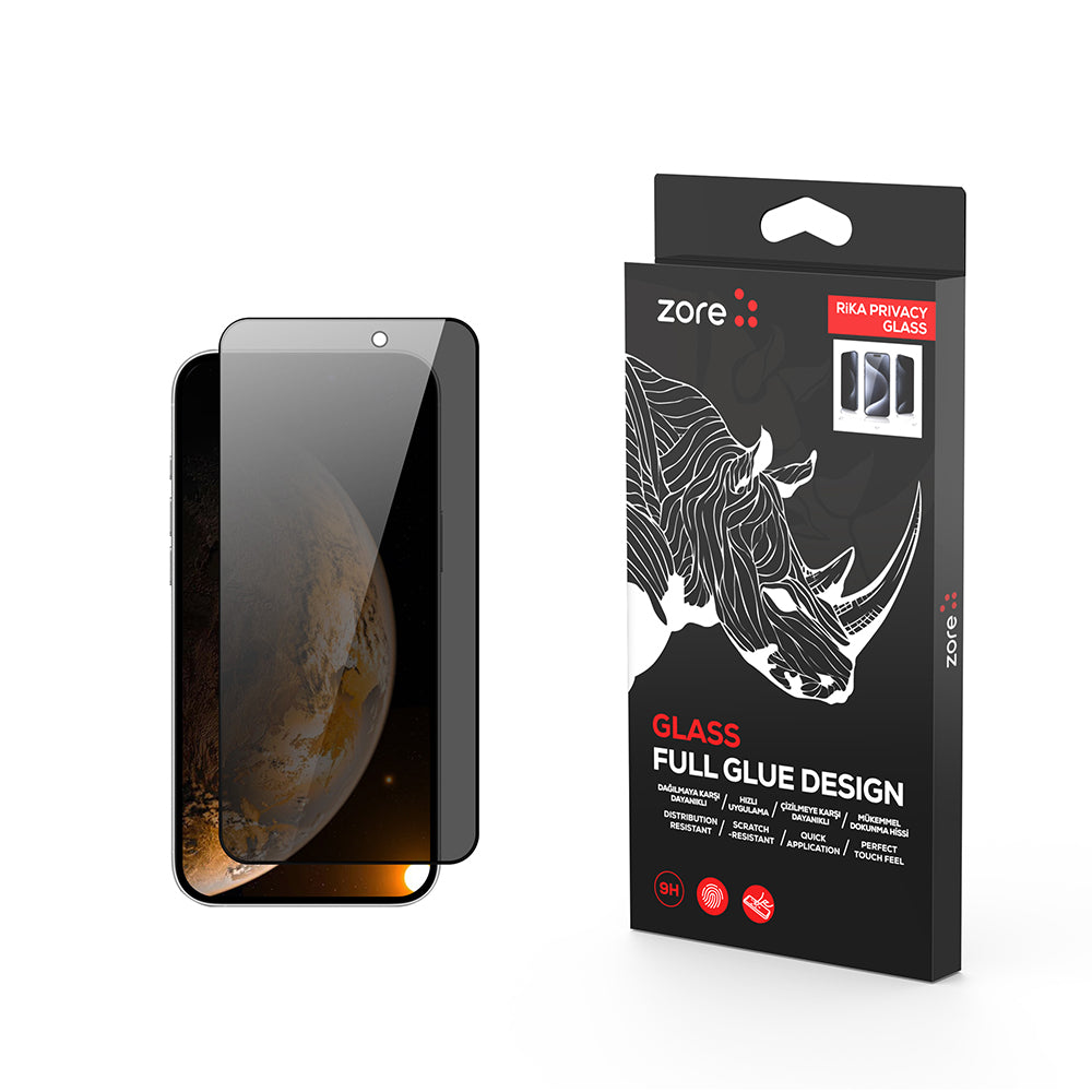 iPhone 17 Zore Rika Premium Privacy Temperli Cam Ekran Koruyucu