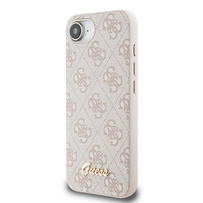 iPhone 17E Kılıf Guess Orijinal Lisanslı 4G Desenli Script Metal Logolu Kılıf