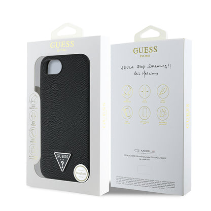 iPhone 17E Kılıf Guess Orijinal Lisanslı M-safe Şarj Özellikli Grained Triangle Kılıf