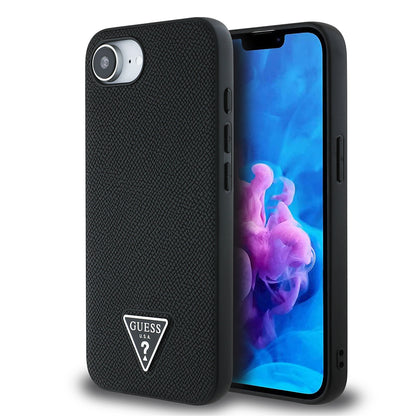 iPhone 17E Kılıf Guess Orijinal Lisanslı M-safe Şarj Özellikli Grained Triangle Kılıf