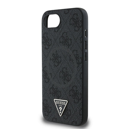 iPhone 17E Kılıf Guess Orijinal Lisanslı M-safe Şarj Özellikli PU Üçgen Logo 4G Desenli Kılıf