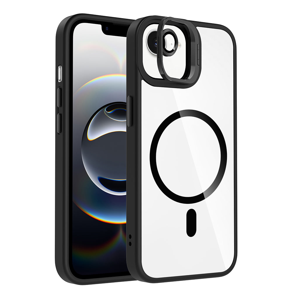 iPhone 17E Kılıf Standlı ve Kamera Lens Hediyeli M-Safe Şarj Özellikli Zore Etro Kılıf