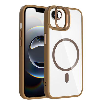 iPhone 17E Kılıf Standlı ve Kamera Lens Hediyeli M-Safe Şarj Özellikli Zore Etro Kılıf
