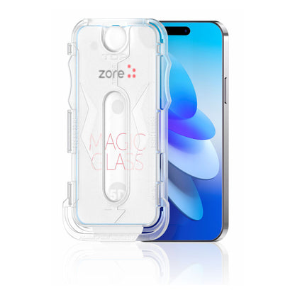 iPhone 17E Zore Kolay Uygulama Aparatlı 5D Magic Glass Cam Ekran Koruyucu