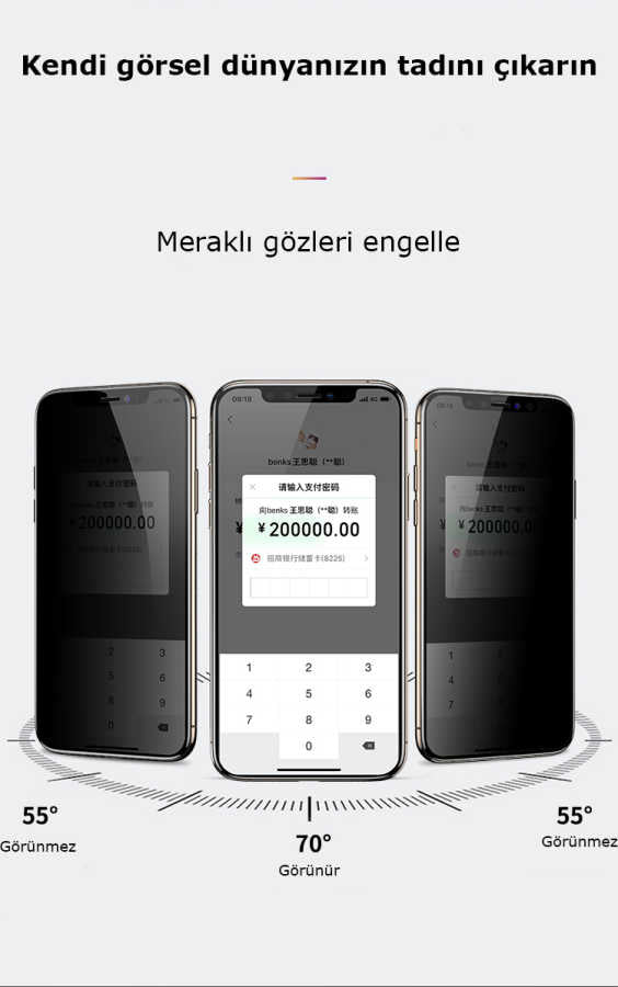 iPhone 17E Zore Kor Privacy Cam Ekran Koruyucu