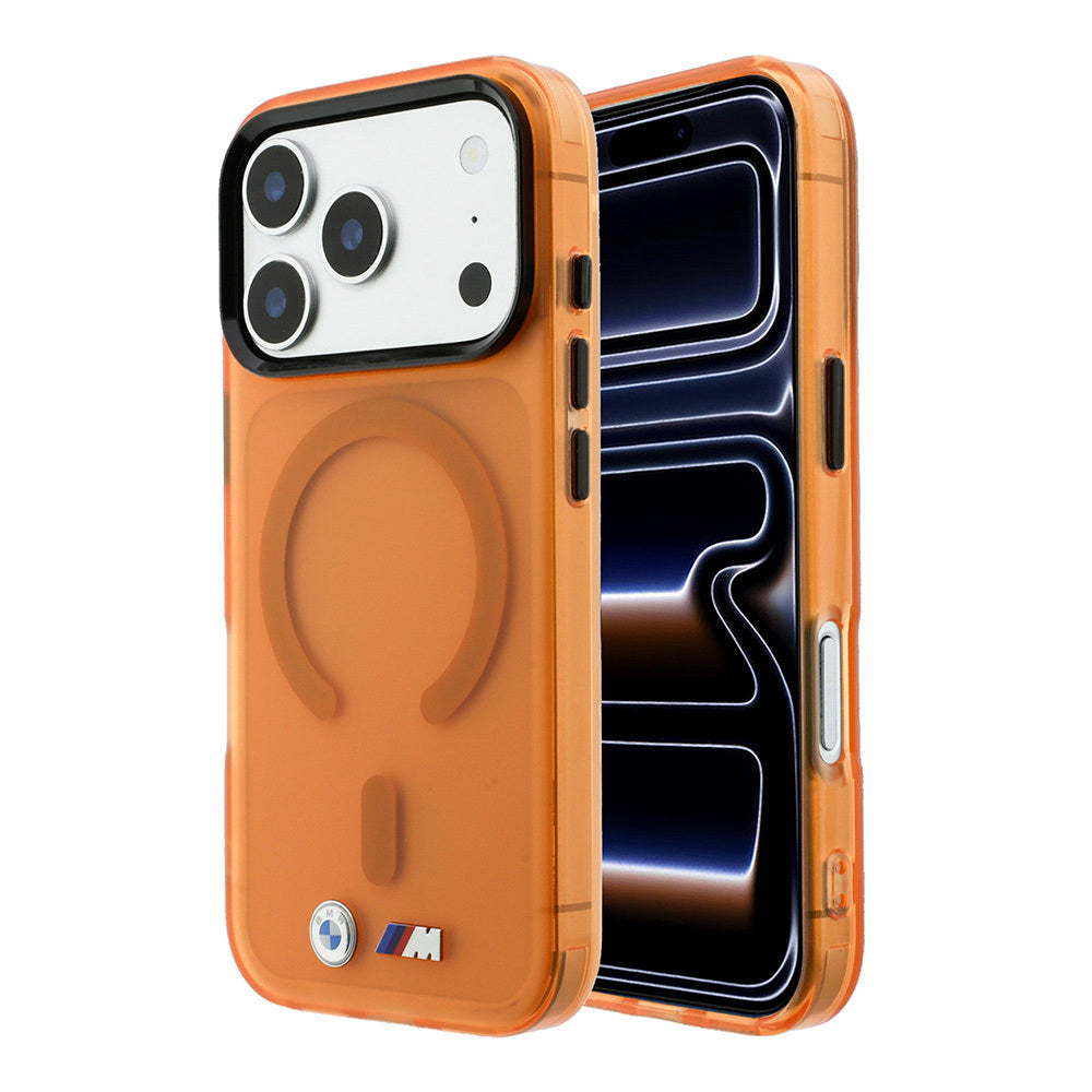 iPhone 18 Pro Kılıf BMW Orijinal Lisanslı M-safe Şarj Özellikli Metal Buton Tasarımlı Buzlu IML Baskılı Kılıf