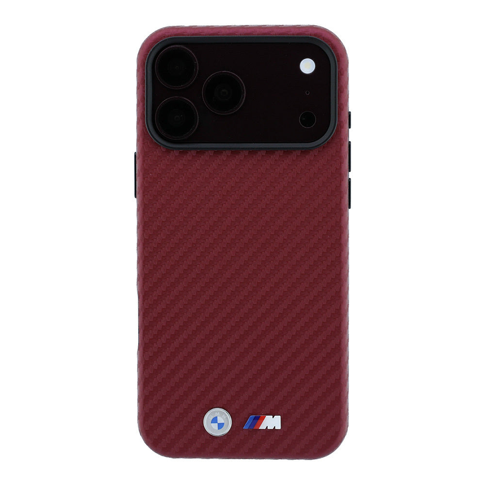 iPhone 18 Pro Kılıf BMW Orijinal Lisanslı M-safe Şarj Özellikli PU Karbon Tasarımlı Metal Logolu Kılıf