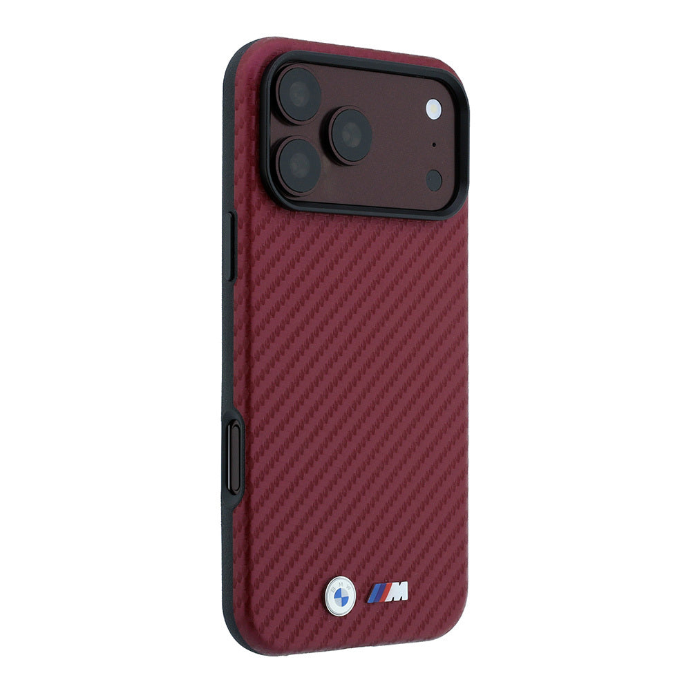 iPhone 18 Pro Kılıf BMW Orijinal Lisanslı M-safe Şarj Özellikli PU Karbon Tasarımlı Metal Logolu Kılıf