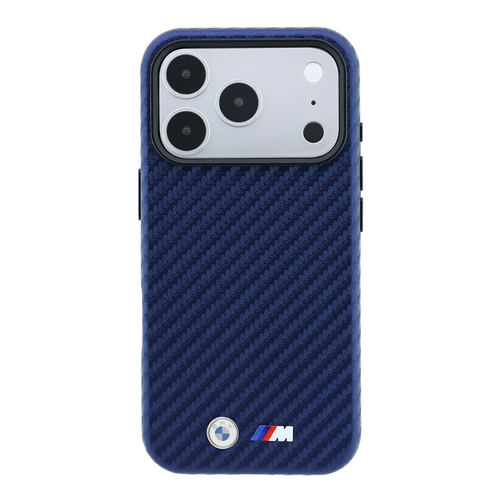 iPhone 18 Pro Kılıf BMW Orijinal Lisanslı M-safe Şarj Özellikli PU Karbon Tasarımlı Metal Logolu Kılıf