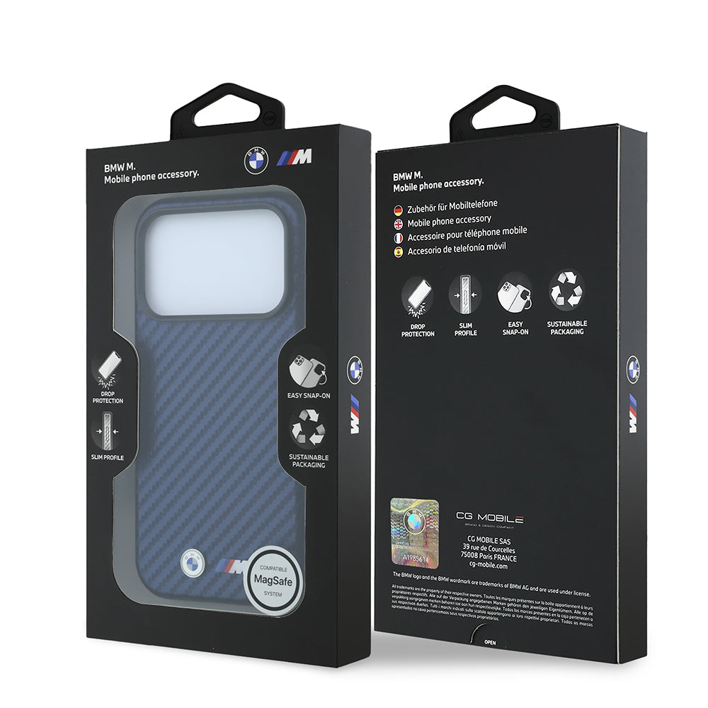 iPhone 18 Pro Kılıf BMW Orijinal Lisanslı M-safe Şarj Özellikli PU Karbon Tasarımlı Metal Logolu Kılıf