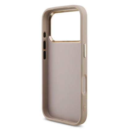 iPhone 18 Pro Kılıf Guess Orijinal Lisanslı Gold Metal Kamera Çerçeveli 4G Desenli Metal Büyük 4G ve Yazı Logolu Kılıf