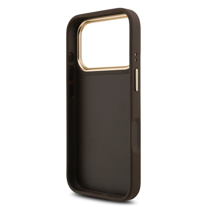 iPhone 18 Pro Kılıf Guess Orijinal Lisanslı Gold Metal Kamera Çerçeveli 4G Desenli Metal Büyük 4G ve Yazı Logolu Kılıf