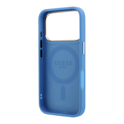 iPhone 18 Pro Kılıf Guess Orijinal Lisanslı M-safe Şarj Özellikli 4G Desenli 360 Derece Dönebilen Standlı Metal Yazı Logolu Kılıf