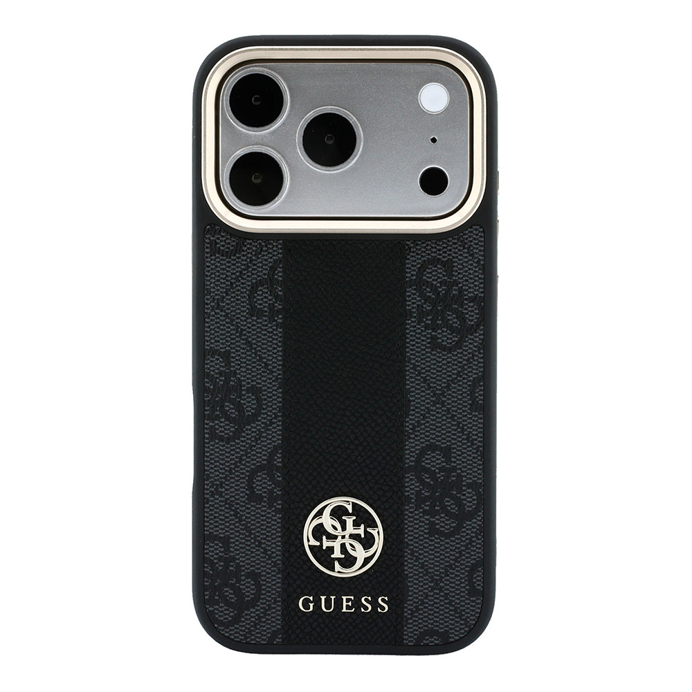 iPhone 18 Pro Kılıf Guess Orijinal Lisanslı M-safe Şarj Özellikli Deri 4G Desenli Şeritli Yazı Logolu Kılıf